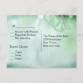 緑色のRSVPとエントリーの選択肢 インビテーションポストカード (裏面)