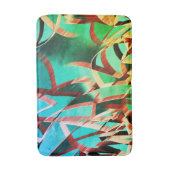 緑色または水色の背景に茶色の縞模様 バスマット (正面縦)