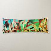 緑色または水色の背景に茶色の縞模様 ボディピロー (裏面)