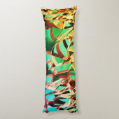 緑色または水色の背景に茶色の縞模様 ボディピロー (裏面 (縦))