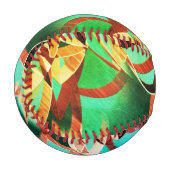 緑色または水色の背景に茶色の縞模様 野球ボール (正面左)