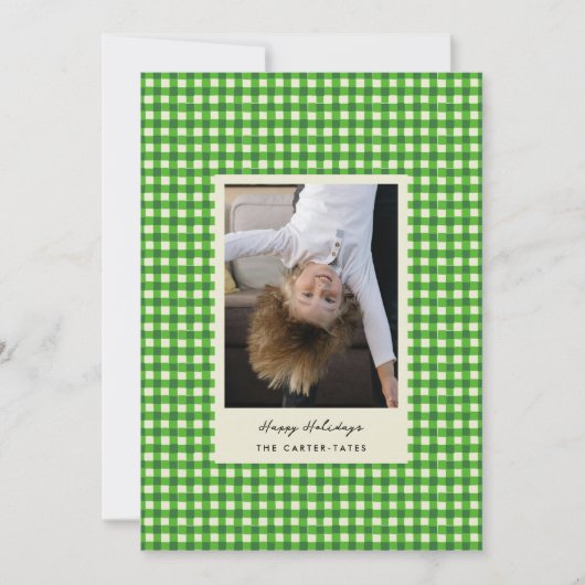 緑色よくはしゃぐの手で描いた市松模様に写真 シーズンカード (正面)