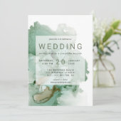 緑色アルコールインク結婚式招待状 招待状 (スタンド正面)