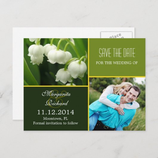 緑色エレガントの写真はがきを保存 案内ポストカード (正面/裏面)