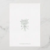 緑色エレガントの手描きリボン日付を保存 箔招待状 (裏面)