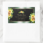 緑色エレガントの黒い製品ラベル黄色のバラ 長方形シール (バッグ)