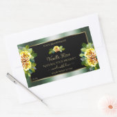 緑色エレガントの黒い製品ラベル黄色のバラ 長方形シール (封筒)