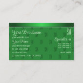 緑色エレガントイニシャルパターンプロフェッショナル 名刺 (裏面)