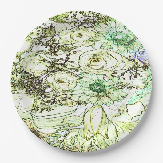 緑色エレガントクラシックデザイン紙pl ペーパープレート (正面)