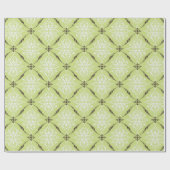 緑色エレガントターコイズ茶色ダマスク模様 ラッピングペーパー (フラット)