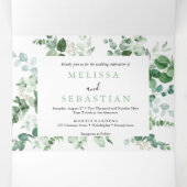 緑色エレガントユーカリ結婚プチチ 三つ折り招待状 (内部中)