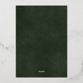 緑色エレガント金ゴールドフォイル結婚タイポグラフィ 箔招待状 (裏面)