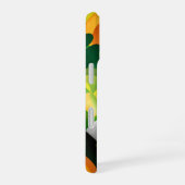 緑色オレンジ色イエローアイリッシュ抽象芸術模様 iPhone 16ケース (右側面)