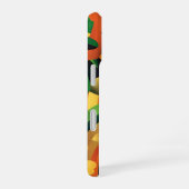 緑色オレンジ色イエローアイリッシュ抽象芸術模様 iPhone 16ケース (右側面)