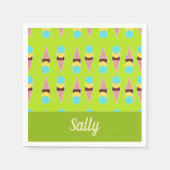 緑色カラフルに氷が張る スタンダードカクテルナプキン (正面)