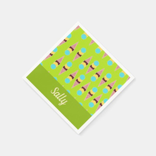 緑色カラフルに氷が張る スタンダードカクテルナプキン (角)