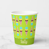 緑色カラフルに氷が張る 紙コップ (正面)