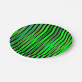 緑色カラフルのクリスマスジグザグパターン ペーパープレート (アングル)