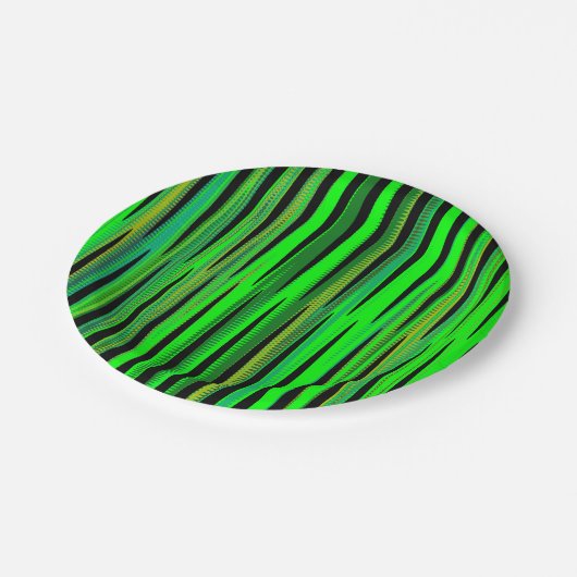 緑色カラフルのクリスマスジグザグパターン ペーパープレート (アングル)