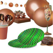 緑色カラフルのクリスマスジグザグパターン ペーパープレート