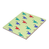 緑色カラフルの恐竜の模様 タイル (側面)