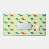 緑色カラフルの恐竜の模様 デスクマット (キーボード&マウス)