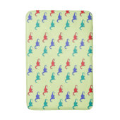 緑色カラフルの恐竜の模様 バスマット (正面縦)