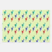 緑色カラフルの恐竜の模様 ラッピングペーパーシート (正面2)