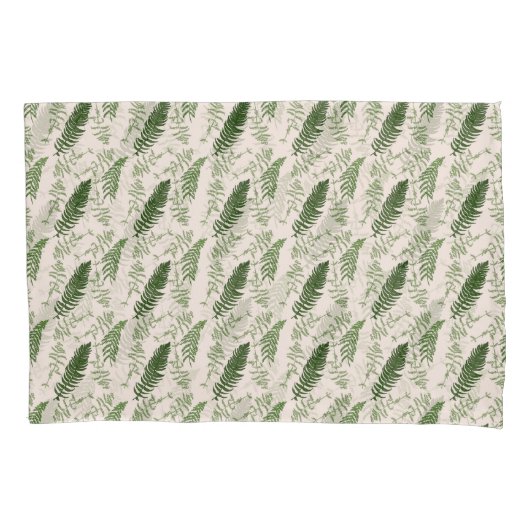 緑色シダの表面パターンを繰り返す 枕カバー (正面)