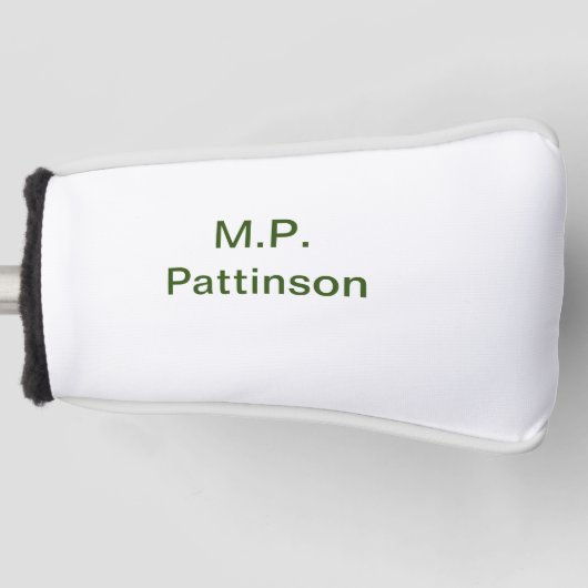 緑色シンプルのミニマルテキスト名を追加するphoto cust ゴルフヘッドカバー (正面)