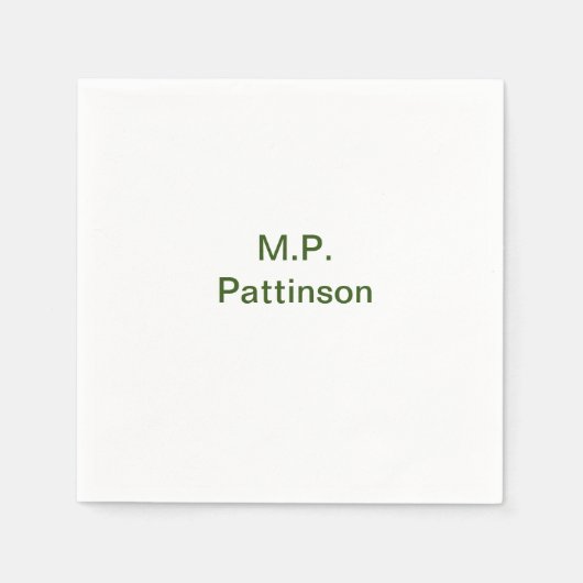 緑色シンプルのミニマルテキスト名を追加するphoto cust スタンダードカクテルナプキン (正面)