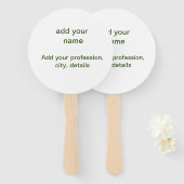 緑色シンプルのミニマルテキスト名を追加するphoto cust ハンドファン (正面&裏面)