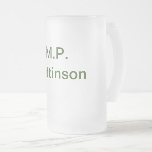 緑色シンプルのミニマルテキスト名を追加するphoto cust フロストグラスビールジョッキ (正面右)