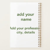 緑色シンプルのミニマルテキスト名を追加するphoto cust プランナー手帳 (裏面)