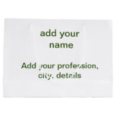 緑色シンプルのミニマルテキスト名を追加するphoto cust ラージペーパーバッグ (裏面)