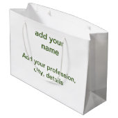 緑色シンプルのミニマルテキスト名を追加するphoto cust ラージペーパーバッグ (裏面アングル)