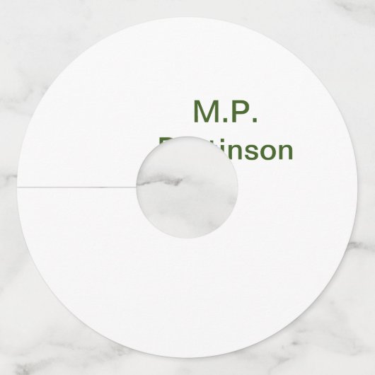 緑色シンプルのミニマルテキスト名を追加するphoto cust ワイングラスタグ (正面)