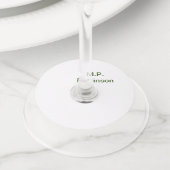 緑色シンプルのミニマルテキスト名を追加するphoto cust ワイングラスタグ (クローズアップ)