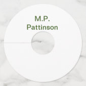 緑色シンプルのミニマルテキスト名を追加するphoto cust ワイングラスタグ (裏面)