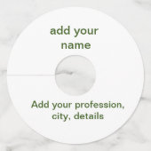 緑色シンプルのミニマルテキスト名を追加するphoto cust ワイングラスタグ (正面)