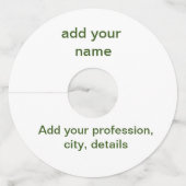 緑色シンプルのミニマルテキスト名を追加するphoto cust ワイングラスタグ (裏面)