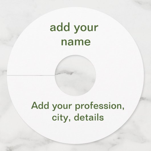 緑色シンプルのミニマルテキスト名を追加するphoto cust ワイングラスタグ (裏面)