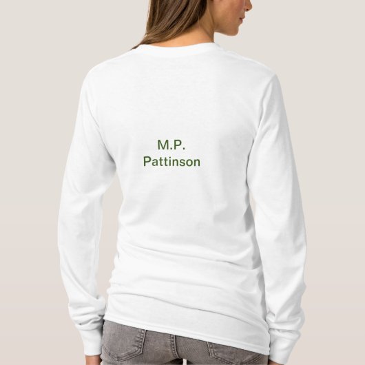 緑色シンプルのミニマルテキスト名を追加するphoto cust tシャツ (裏面)