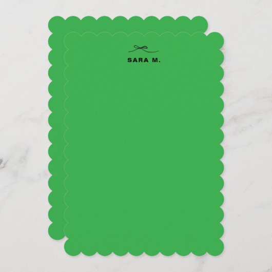 緑色パーソナライズされたのノートカード（弓と名前） ノートカード (正面/裏面)