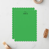 緑色パーソナライズされたのノートカード（弓と名前） ノートカード (正面/裏面インサイチュ)