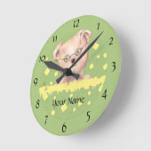 緑色パーソナライズされたの目のテディ丸い壁時計 ラウンド壁時計 (傾斜)