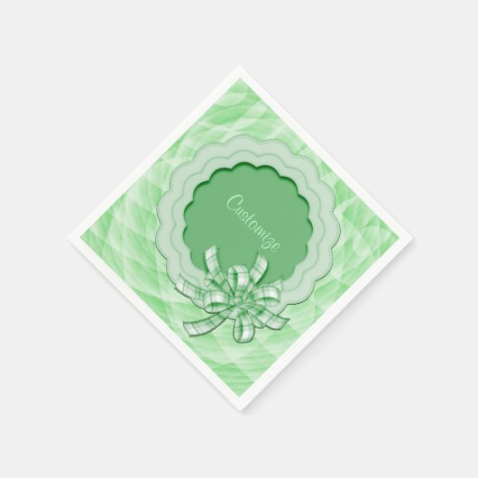 緑色パーソナライズされたの鱗片付きフレームナプキン スタンダードカクテルナプキン (角)