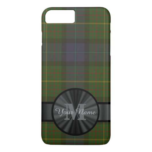 緑色パーソナライズされたタータンチェック格子模様モノグラム Case-Mate iPhoneケース (裏面)