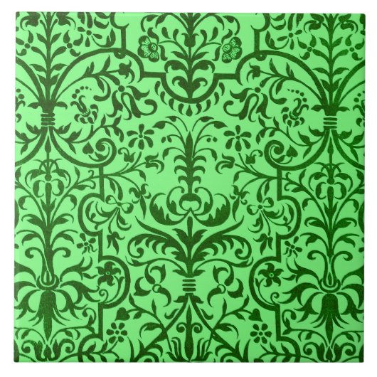 緑色ビクトリアンのモチーフ タイル (正面)