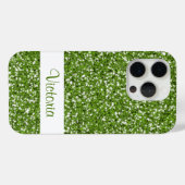 緑色フェイクグリッターパターンの名前 Case-Mate iPhoneケース (裏面 (横))
